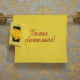 Комплект "САМАЯ ОБАЯТЕЛЬНАЯ" полотенце 40*70, 420г/м2, повязка , лимонный